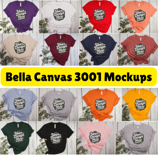 Bella Canvas 3001 Mockups, TShirt Mockup Bundle, POD Mockup