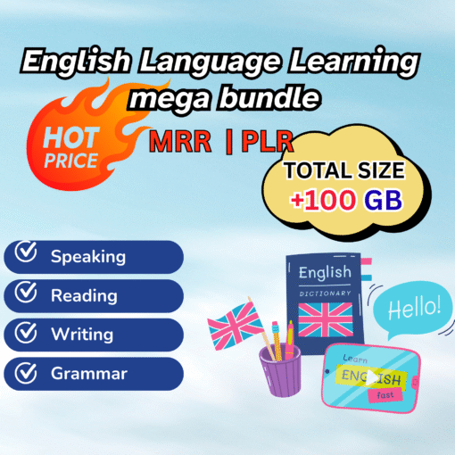 English Language Learning Products MRR, Learn English, English eBooks, English Audio Courses, English lessons, English fluency